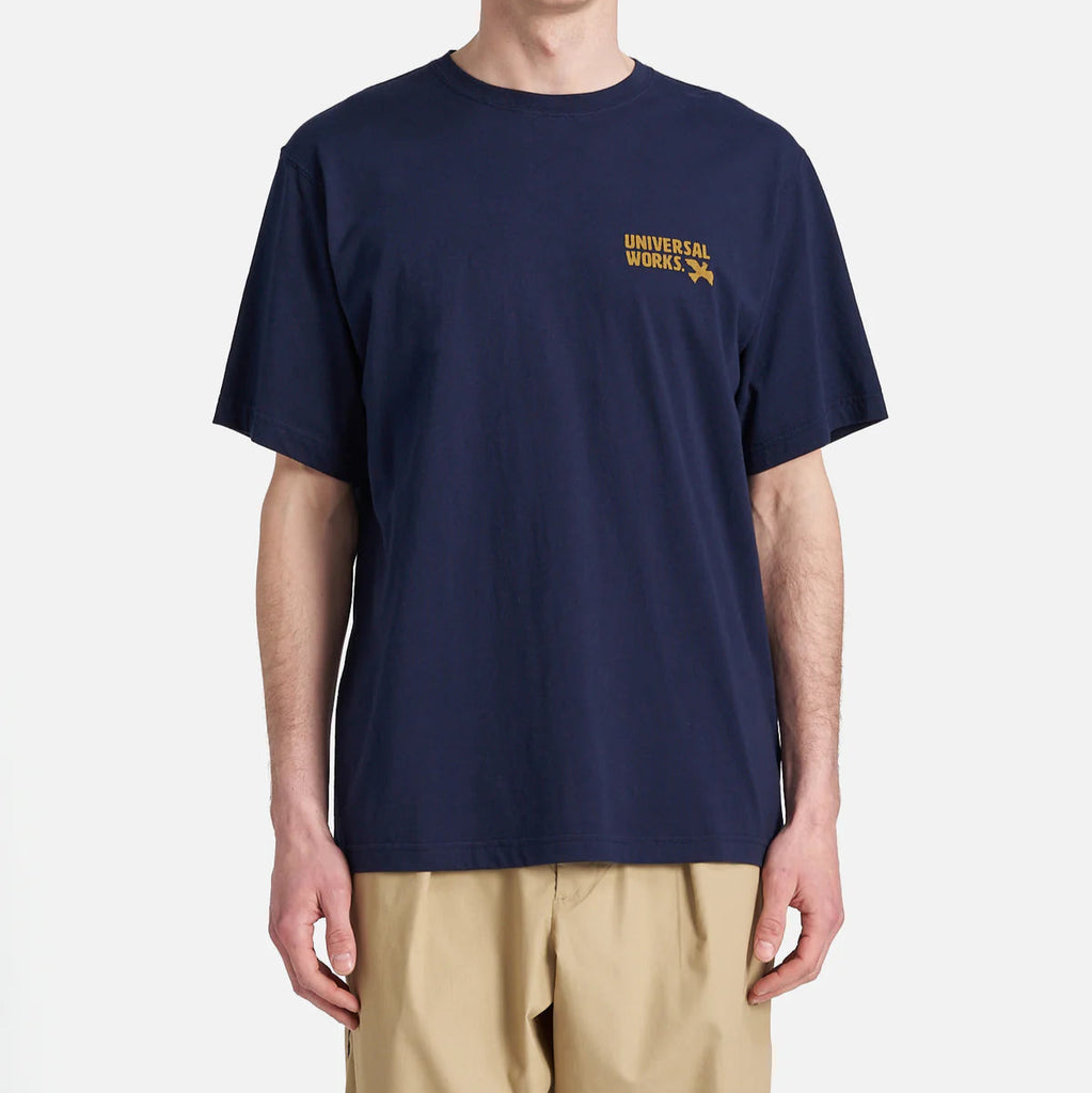 UNIVERSAL WORKS 'Peace, Love & Soul' Print Jersey T-Shirt | Navy