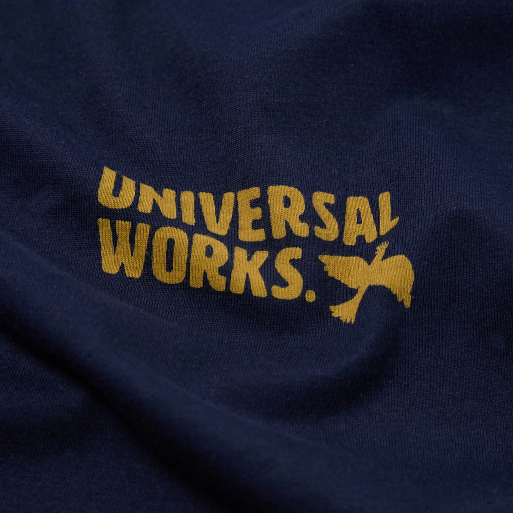 UNIVERSAL WORKS 'Peace, Love & Soul' Print Jersey T-Shirt | Navy