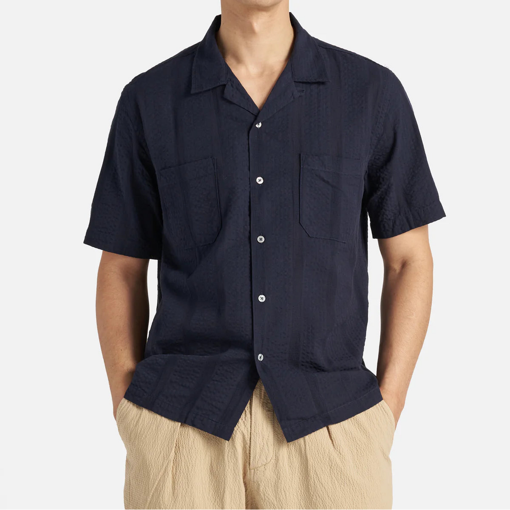 UNIVERSAL WORKS Sal Road Shirt | Navy Maui Cotton