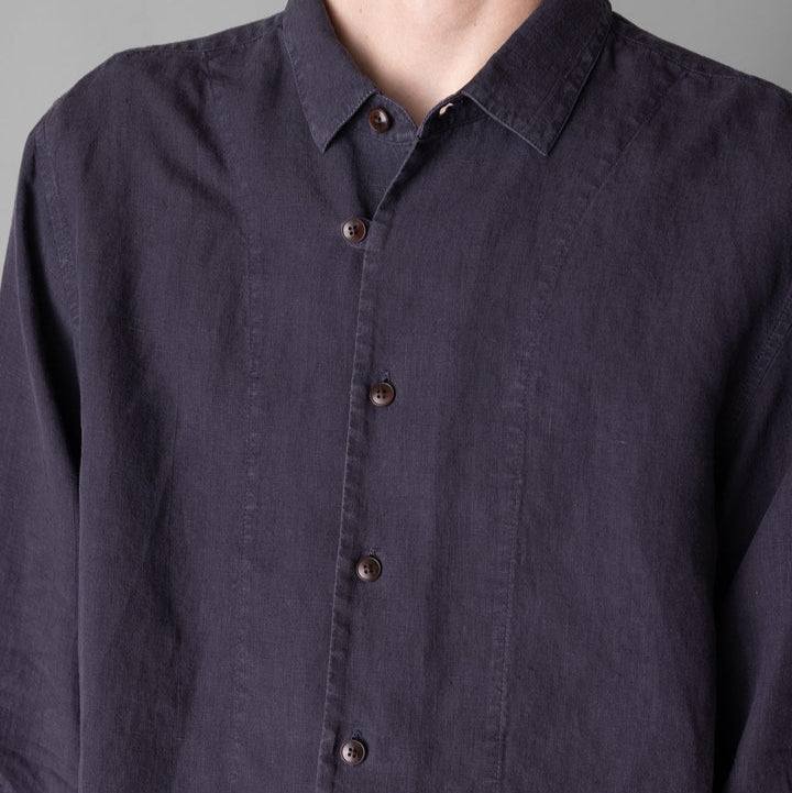 TOAST Slub Linen Loop Button Linen Shirt | Slate