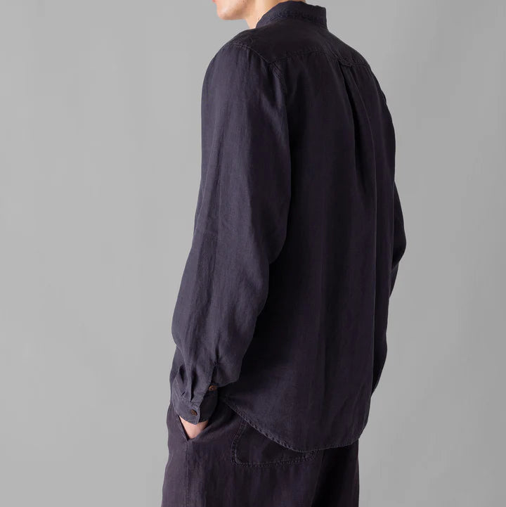 TOAST Slub Linen Loop Button Linen Shirt | Slate