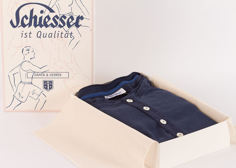 Schiesser Original Long Sleeve Henley | Indigo