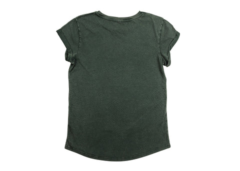 Earth Positive Women's Organic Rolled Sleeve T-Shirt | Stonewash Green