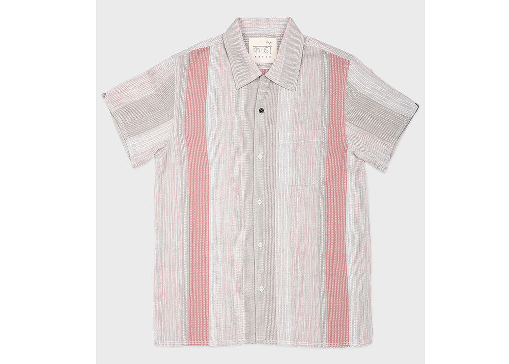 Kardo Chintan Short Sleeve Shirt | Rice Stitch Embroidery
