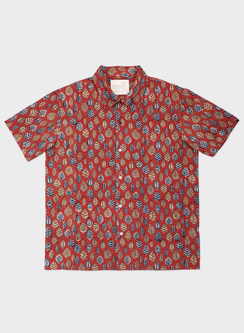 Kardo Chintan Short Sleeve Shirt | Leaf Block Print