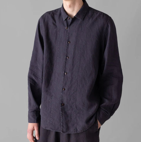 TOAST Slub Linen Loop Button Linen Shirt | Slate