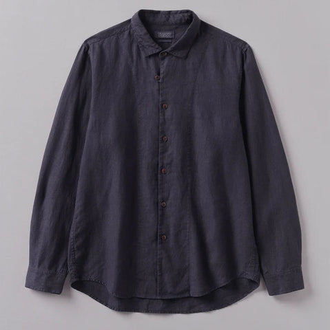 TOAST Slub Linen Loop Button Linen Shirt | Slate
