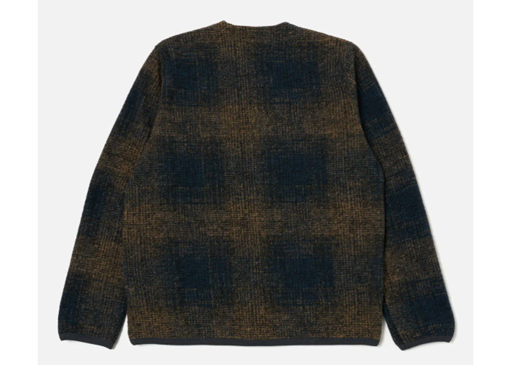 UNIVERSAL WORKS UW Wool Fleece Cardigan Agu Check | Navy / Sand