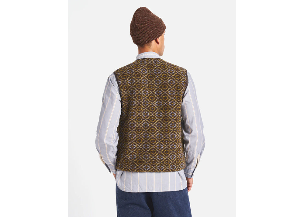 UNIVERSAL WORKS UW Wool Geometric Fleece Gilet | Brown