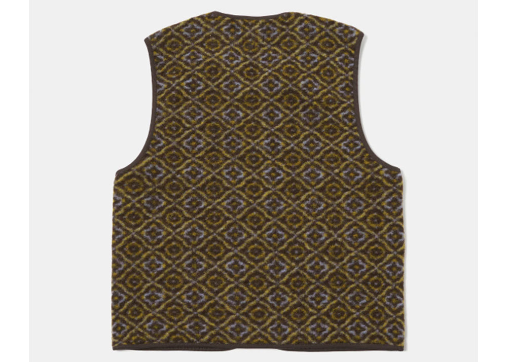 UNIVERSAL WORKS UW Wool Geometric Fleece Gilet | Brown