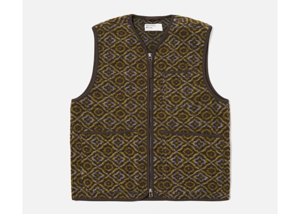 UNIVERSAL WORKS UW Wool Geometric Fleece Gilet | Brown