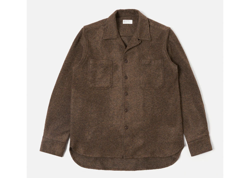 UNIVERSAL WORKS UW Wool Work Shirt | Bark Brown Marl