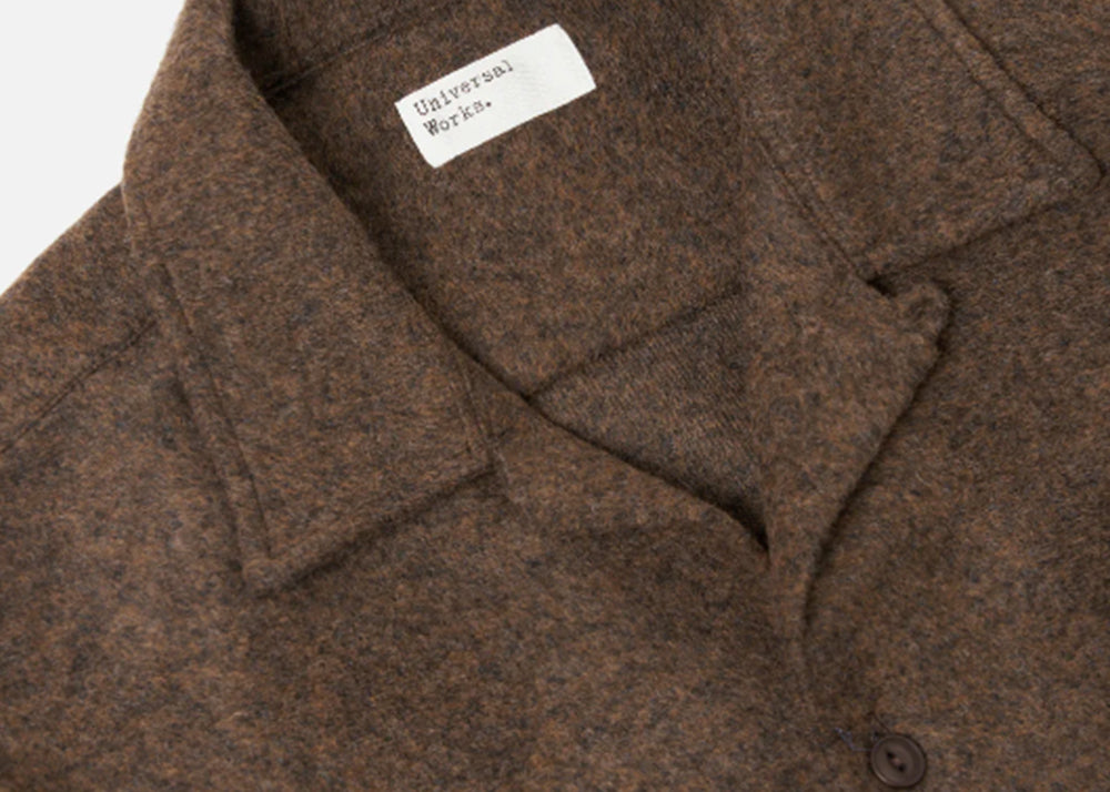 UNIVERSAL WORKS UW Wool Work Shirt | Bark Brown Marl