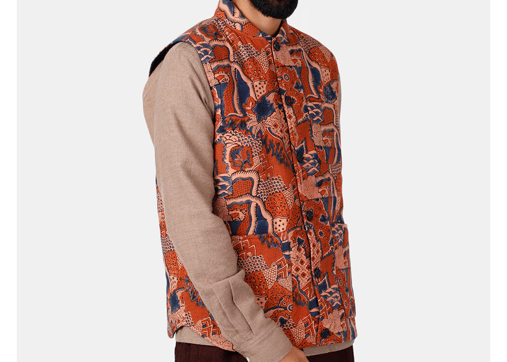 Kardo LEO QUILT VEST | AJRAHK BLOCK PRINT