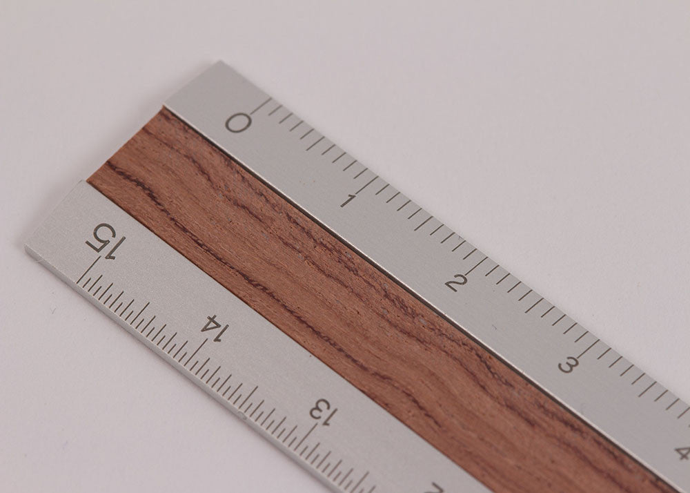 Midori Aluminium Wood Ruler | Dark Wood