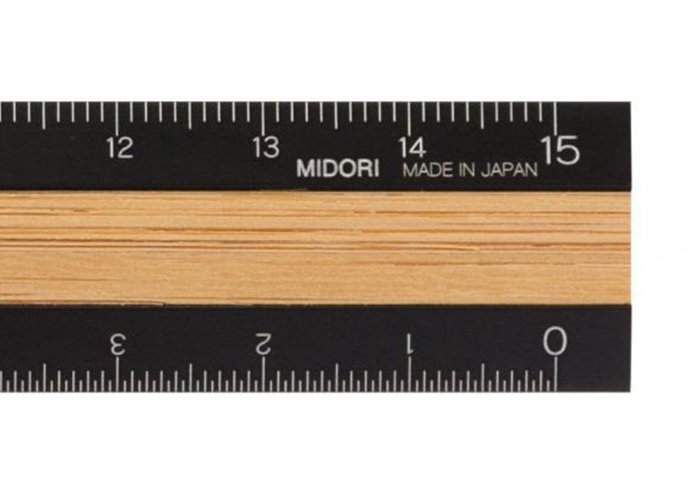 Midori Black Aluminium Wood Ruler | Beech Wood