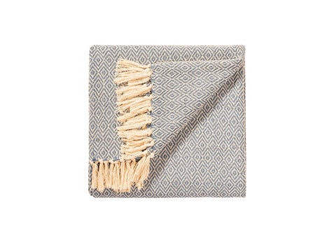 Namaste Cotton Handloom Throw | Sea Blue Geometric