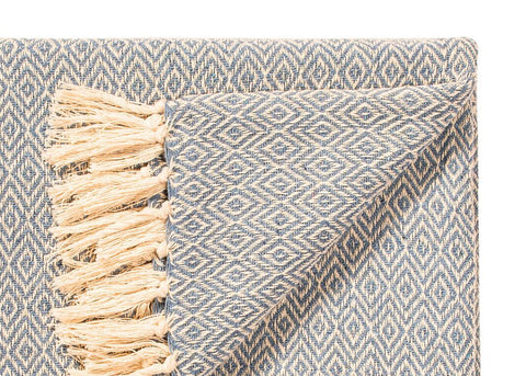 Namaste Cotton Handloom Throw | Sea Blue Geometric
