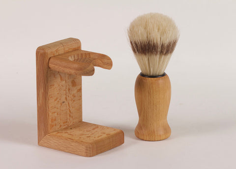 Bürstenhaus Redecker Shaving Brush & Stand  | Beechwood & Natural Bristle