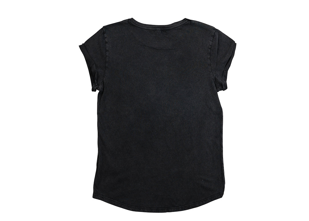Earth Positive Women's Organic Rolled Sleeve T-Shirt | Stonewash Black