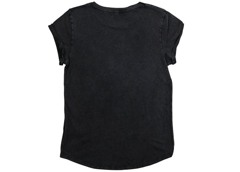 Earth Positive Women's Organic Rolled Sleeve T-Shirt | Stonewash Black