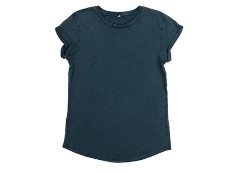 Earth Positive Women's Organic Rolled Sleeve T-Shirt | Stonewash Blue