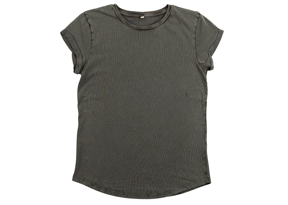 Earth Positive Women's Organic Rolled Sleeve T-Shirt | Stonewash Grey