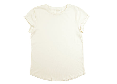 Earth Positive Women's Organic Rolled Sleeve T-Shirt | Stonewash White