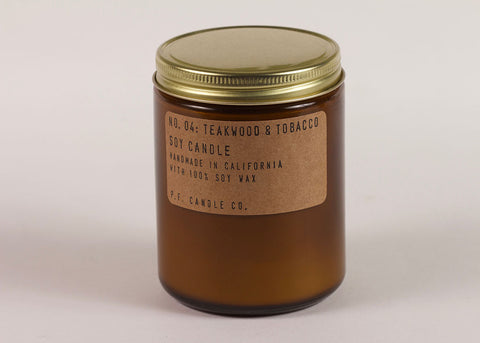 PF CANDLE CO NO. 04 TEAKWOOD & TOBACCO SOY CANDLE