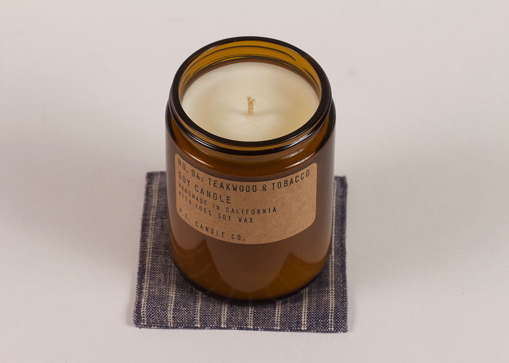 PF CANDLE CO NO. 04 TEAKWOOD & TOBACCO SOY CANDLE